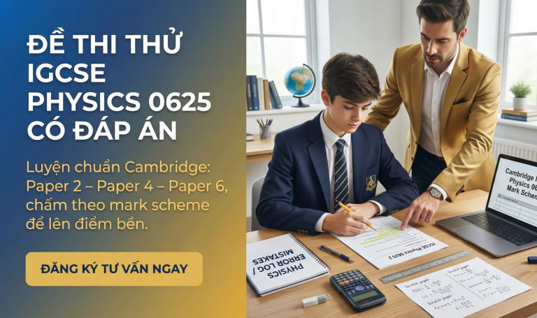 Đề thi thử IGCSE Physics 0625 có đáp án (Chuẩn Cambridge): Nguồn tải + Cách chấm Mark Scheme